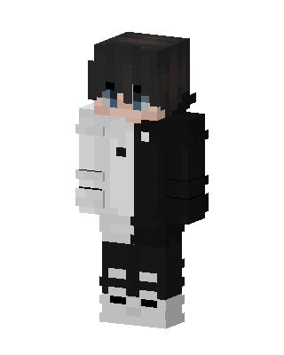 Monochrome Hoodie Boy skin, 3D preview