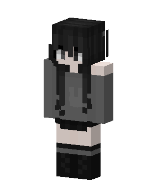 Gray Hoodie Girl skin, 3D preview