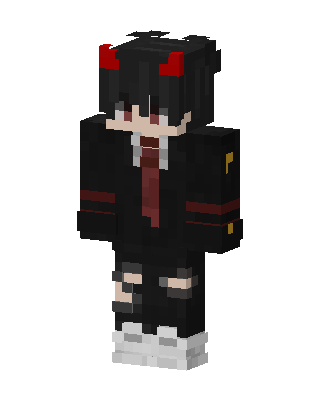 Black Horned Villain Boy skin, 3D preview