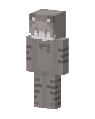 Gray Hippo Onesie skin, 3D preview