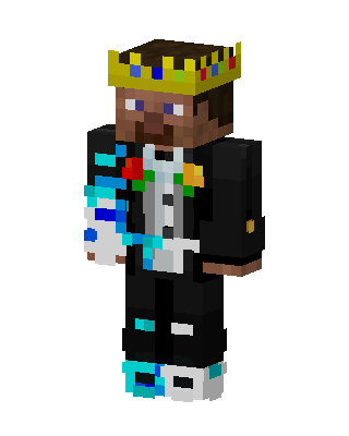 Crowned Tuxedo Steve skin, 3D preview