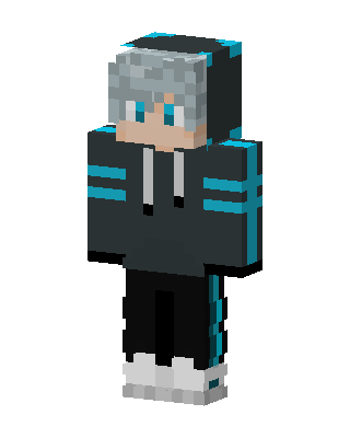 Cyan Hoodie Boy skin, 3D preview