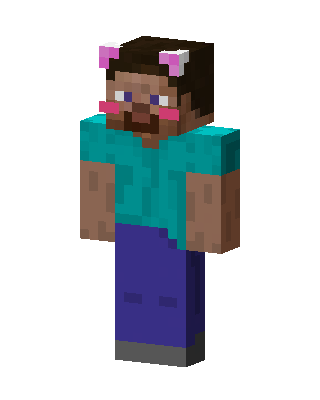 Cat Ear Steve skin, 3D preview