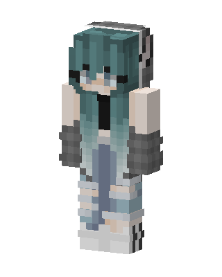 Teal Ombre Girl skin, 3D preview