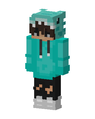 Teal Shark Hoodie skin, 3D preview