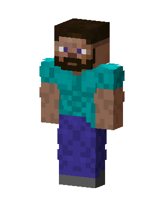 Bearded Steve skin, 3D preview
