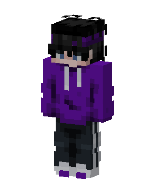 Purple Hoodie Boy skin, 3D preview