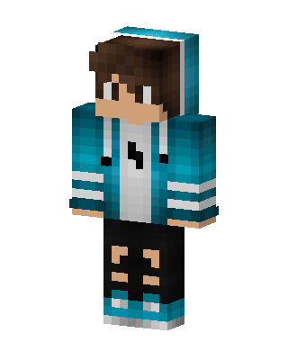 Teal Hoodie Boy skin, 3D preview