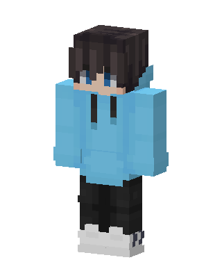 Blue Hoodie Boy skin, 3D preview