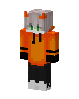 Orange Horned Hoodie skin, 3D preview