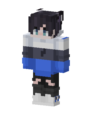 Blue Hoodie Boy skin, 3D preview