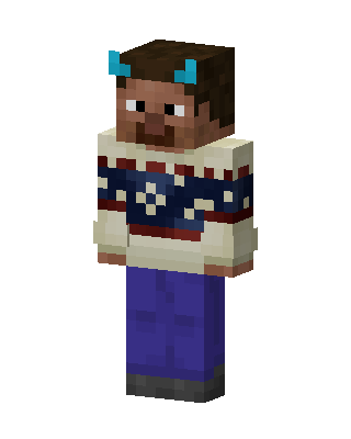 Festive Sweater Steve skin, 3D preview