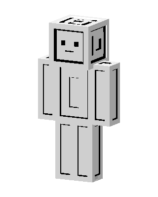 White Blocky Robot skin, 3D preview