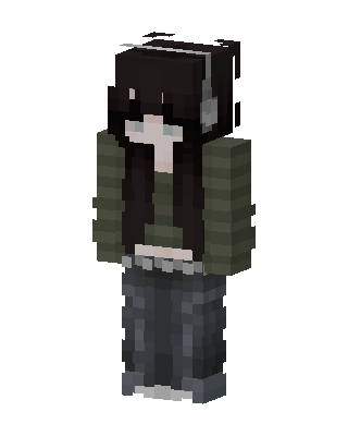 Olive Hoodie Girl skin, 3D preview