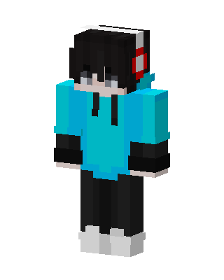 Cyan Hoodie Gamer skin, 3D preview