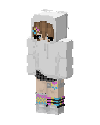 White Hoodie Girl skin, 3D preview