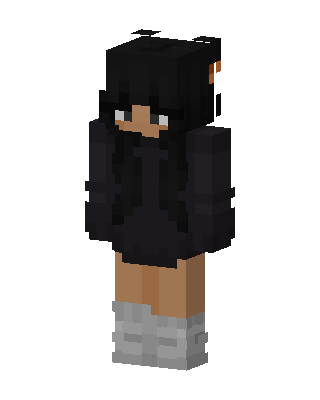 Black Hoodie Girl skin, 3D preview