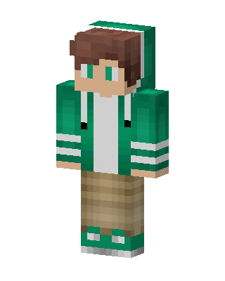 Green Hoodie Boy skin, 3D preview