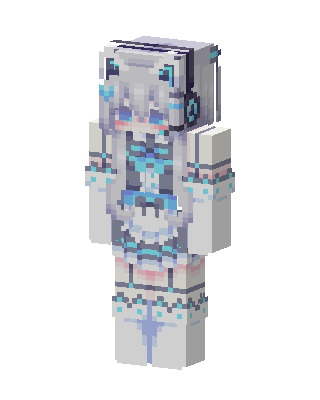 Icy Headphone Girl skin, 3D preview
