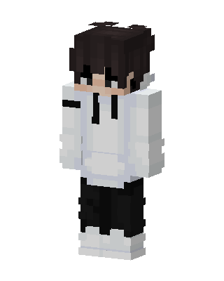 White Hoodie Boy skin, 3D preview