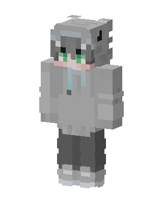 Gray Hoodie Girl skin, 3D preview