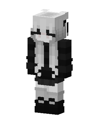 Monochrome Hoodie Girl skin, 3D preview