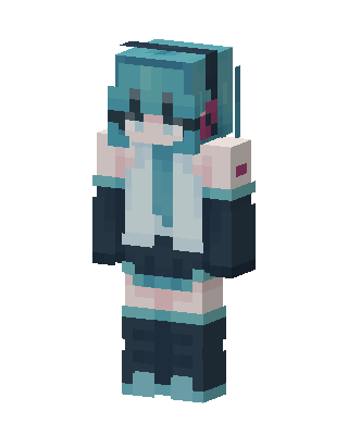 Teal Anime Girl skin, 3D preview