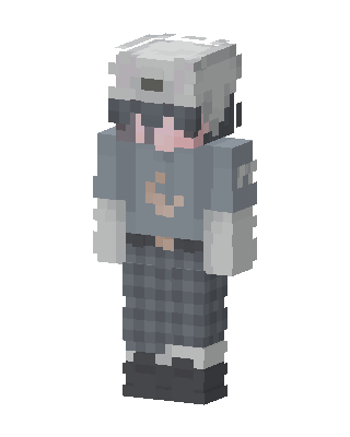 Gray Gamer Girl skin, 3D preview