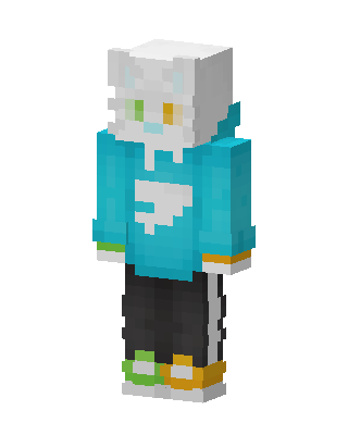 Teal Hoodie Cat skin, 3D preview