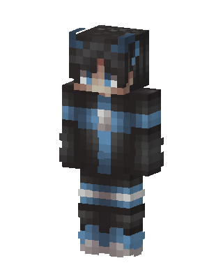 Blue Horned Hoodie skin, 3D preview