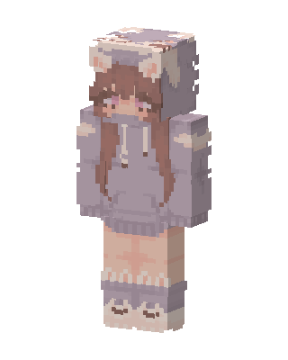 Gray Hoodie Girl skin, 3D preview