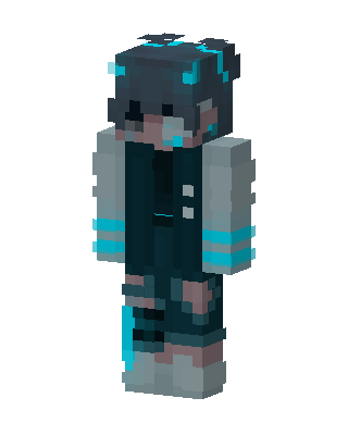 Cyan Neon Hoodie skin, 3D preview