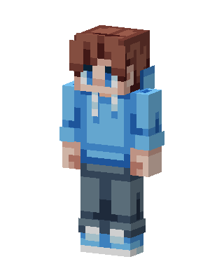 Blue Hoodie Boy skin, 3D preview