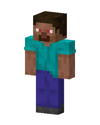 Red Eyed Steve skin, 3D preview