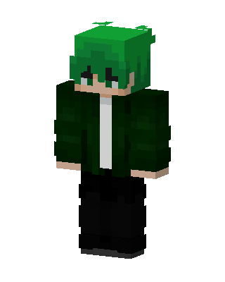 Green Hair Hoodie skin, 3D preview