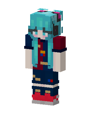 Teal Student Girl skin, 3D preview