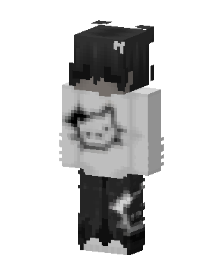 Monochrome Kitty Hoodie skin, 3D preview