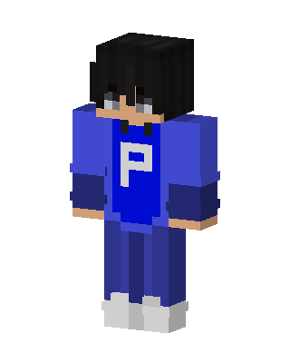 Blue P Hoodie skin, 3D preview
