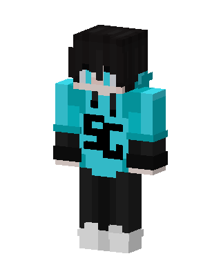 Cyan Hoodie Boy skin, 3D preview