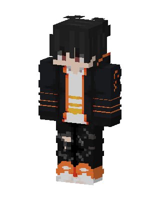Orange Trim Hoodie skin, 3D preview