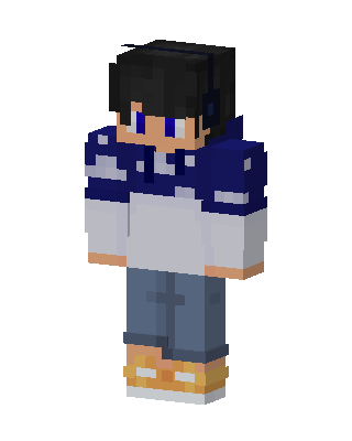 Blue Hoodie Boy skin, 3D preview