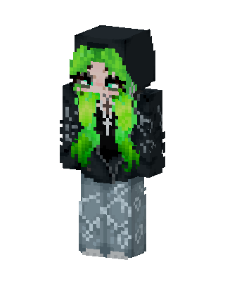 Green Anime Girl skin, 3D preview
