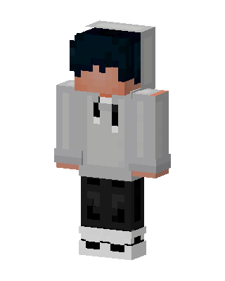 Gray Hoodie Boy skin, 3D preview