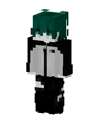 Green Haired Hoodie skin, 3D preview