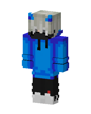 Blue Hoodie Boy skin, 3D preview