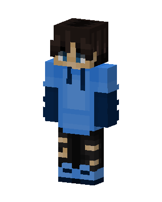 Blue Hoodie Boy skin, 3D preview