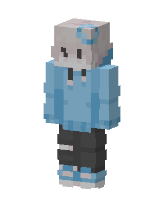 Blue Hoodie Boy skin, 3D preview
