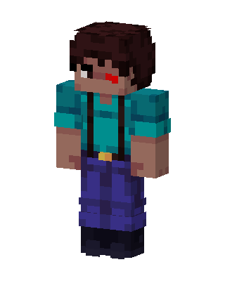 Suspender Steve skin, 3D preview