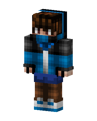 Blue Hoodie Boy skin, 3D preview