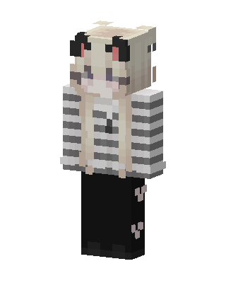 Striped Panda Girl skin, 3D preview